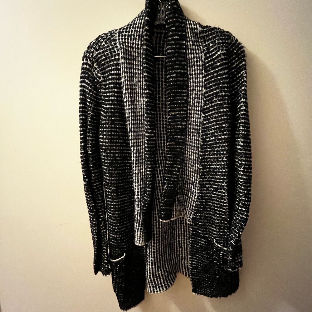 Black and White Knit Cardigan
